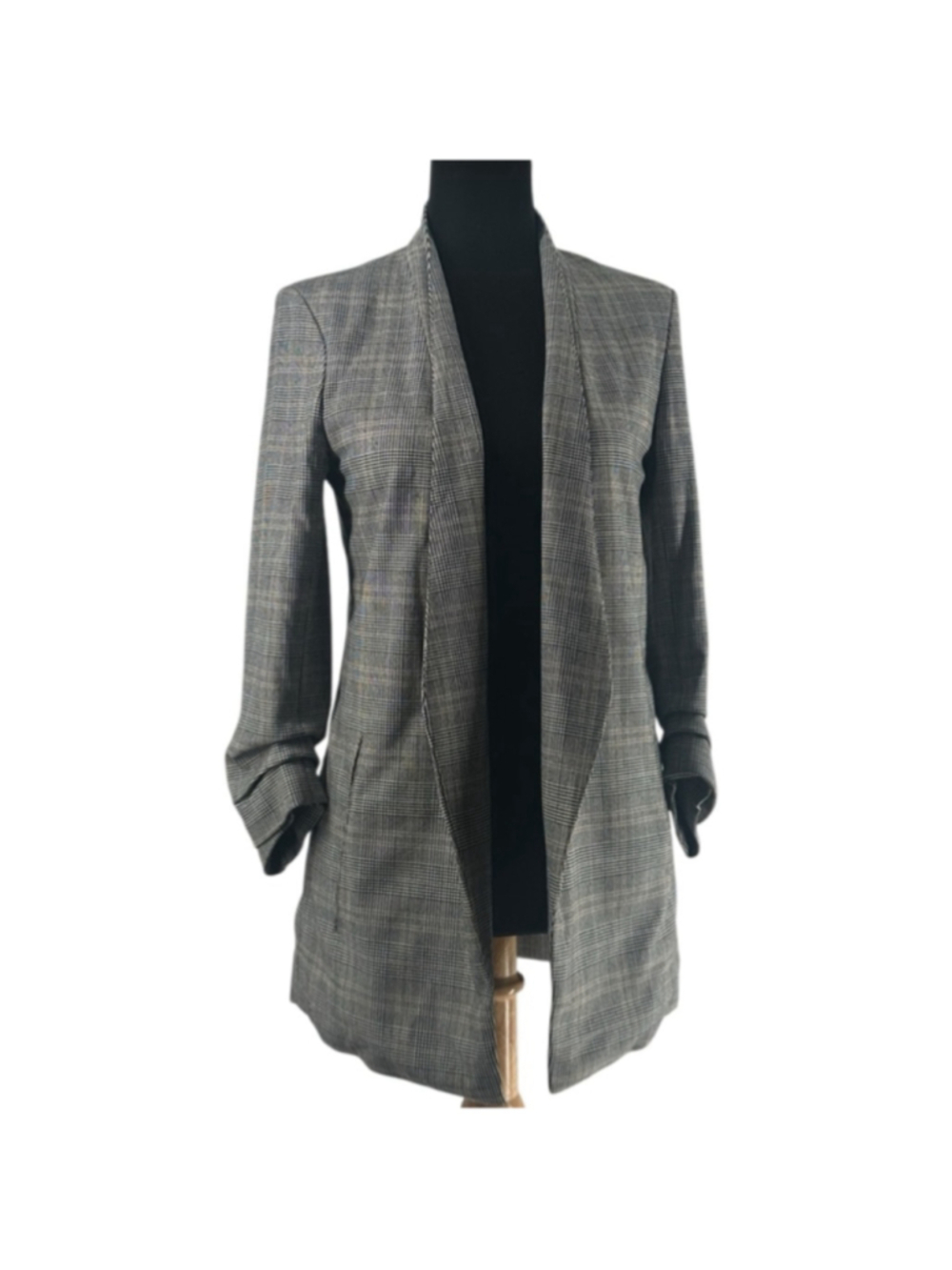 Aritzia Babaton power check blazer Monochrome Houndstooth plaid academia Sz 2
